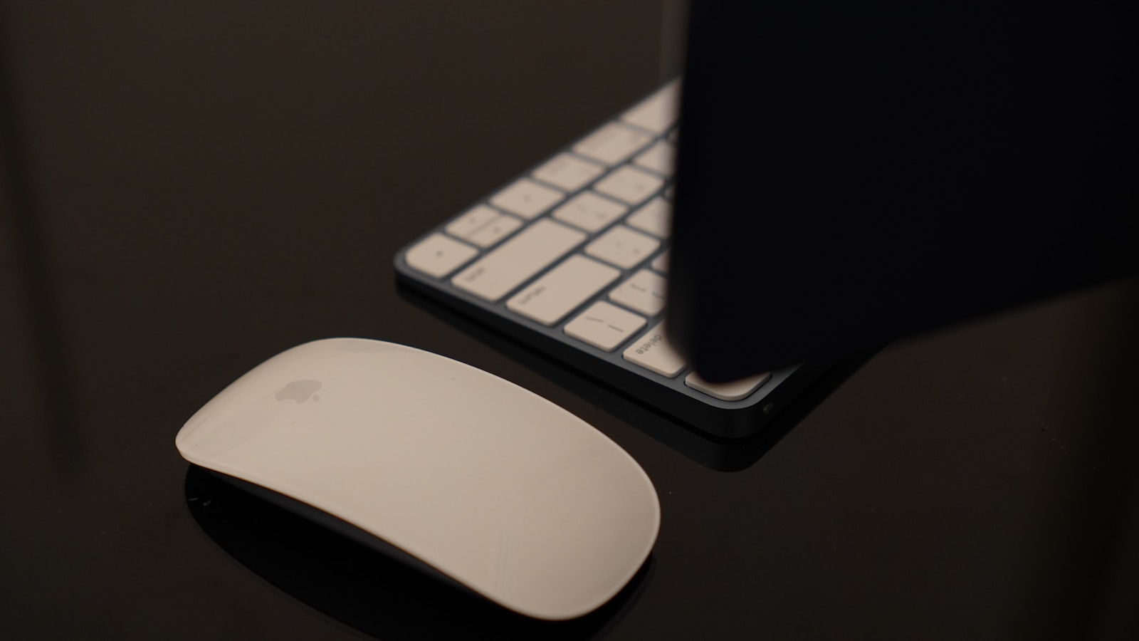 a computer mouse next to a keyboard